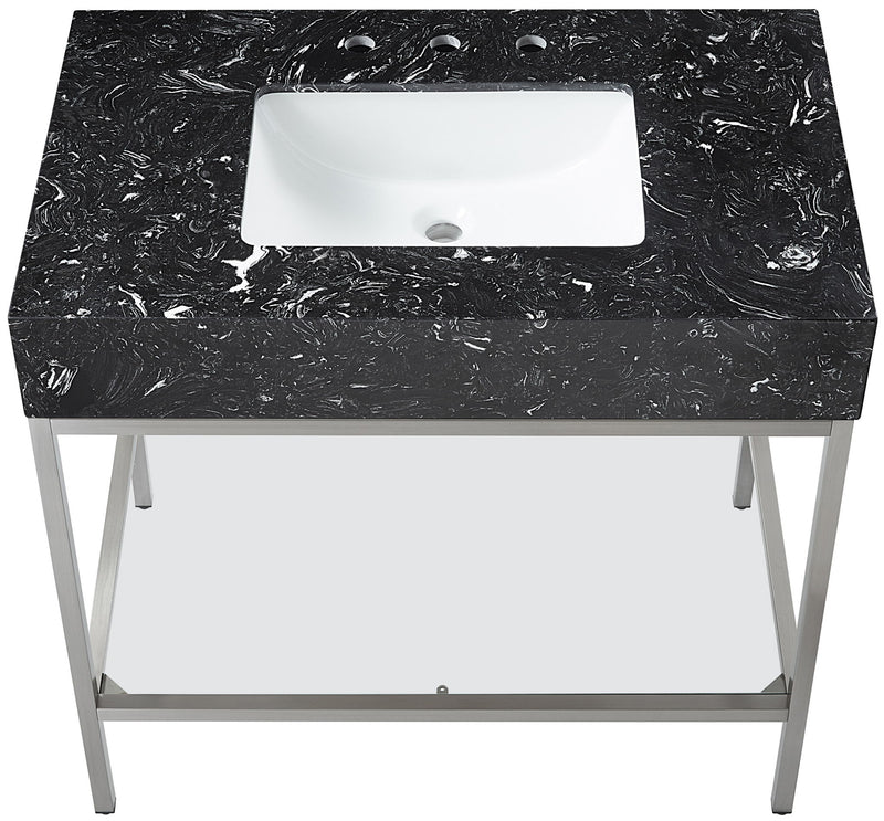 Marmo - Engineered Marble Bathroom Vanity With Chrome Base