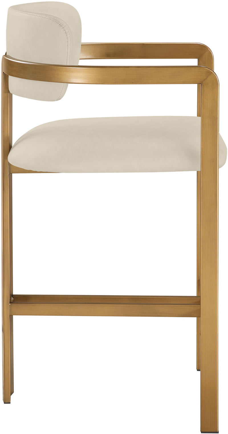 Aurum - Vegan Leather Upholstered Counter Stool With Brushed Brass Base