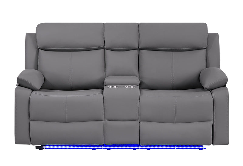 U6026 - 46A Console Reclining Loveseat With LED And Speaker - Gray