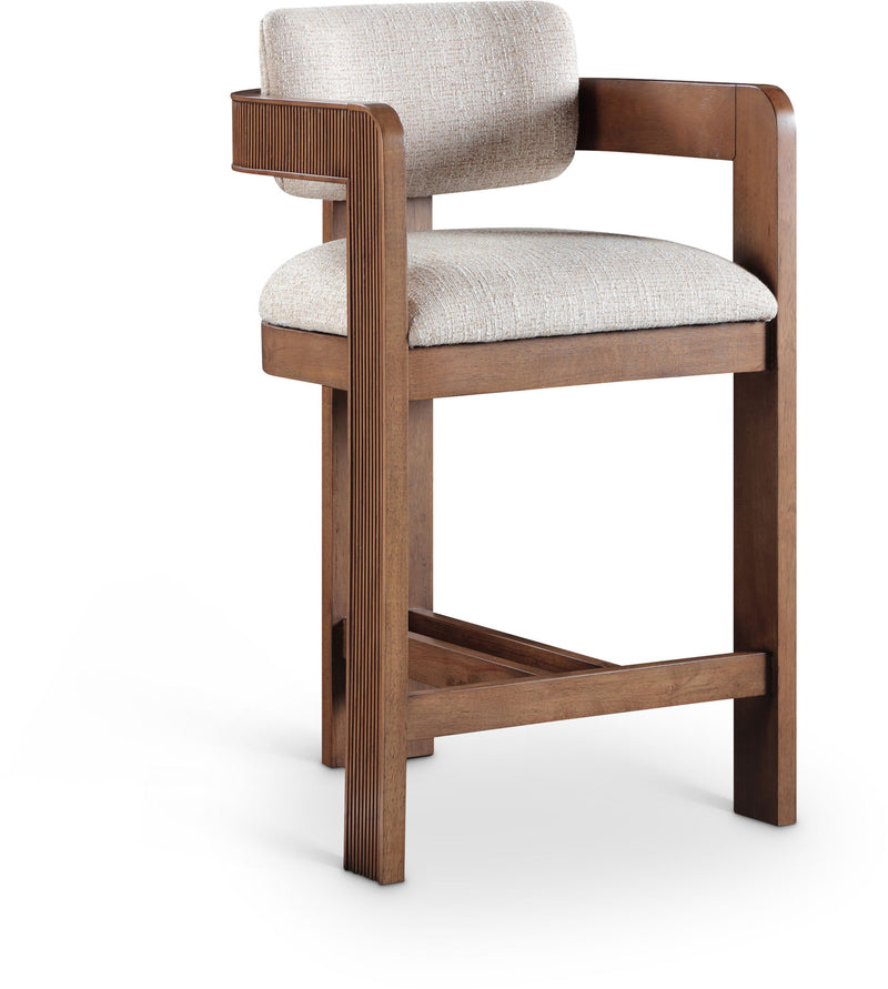 Sacha - Linen Stool With Brown Base