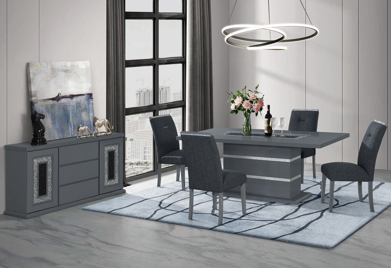 Monaco - 9 Piece Dining Room Set (Dining Table And 8 Dining Chairs) - Dark Gray