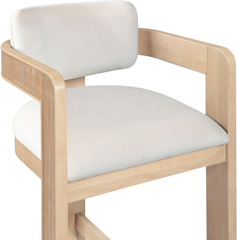 Sacha - Velvet Stool With Natural Base
