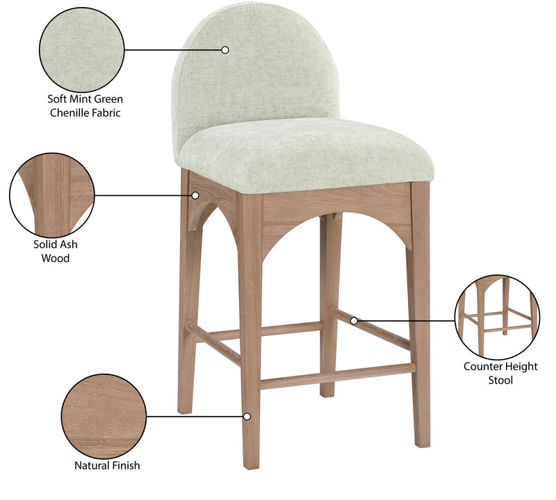 Waldorf - Chenille Stool With Natural Legs