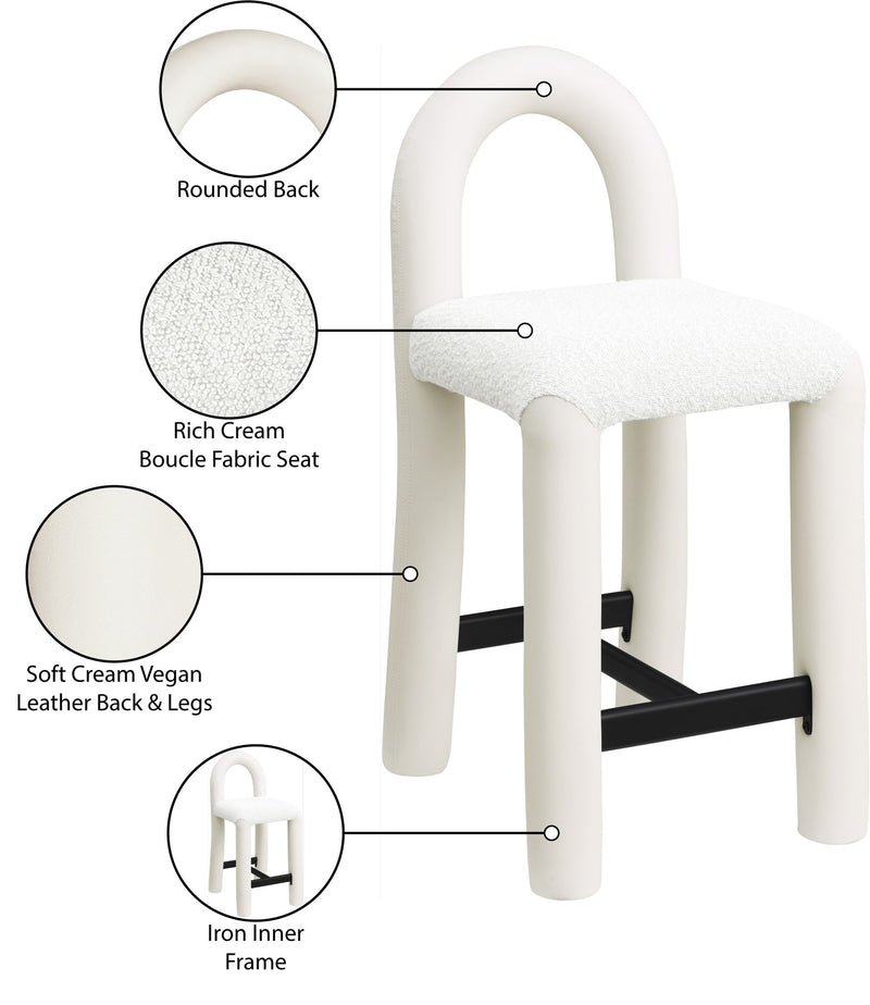 Amari - Vegan Leather and Boucle Fabric Stool