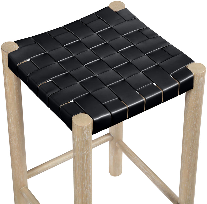Entwine - Vegan Leather Upholstered Backless Counter Stool - Painted Natural