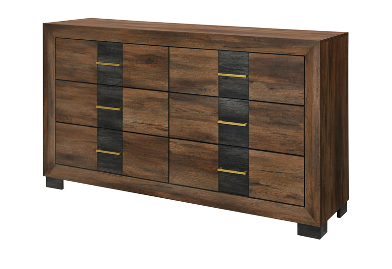 Optimus - 4 Piece Bedroom Set (King Bed, Dresser, Mirror And Nightstand) - Black / Brown