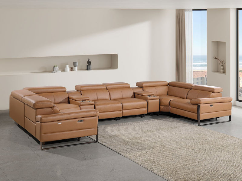 1246 - 8-Piece U-Shaped Modular Power Reclining Sectional With 2 Power Recliners And Power Headrests