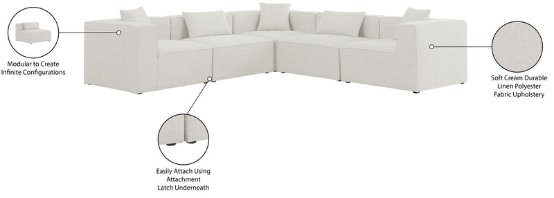 Cube - Linen 5 Piece Modular Corner Sectional