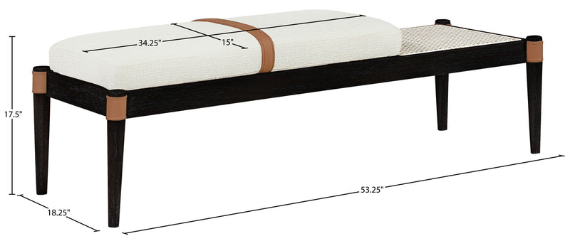 Nara - Linen Textured Fabric Upholstered Bench - Painted Black