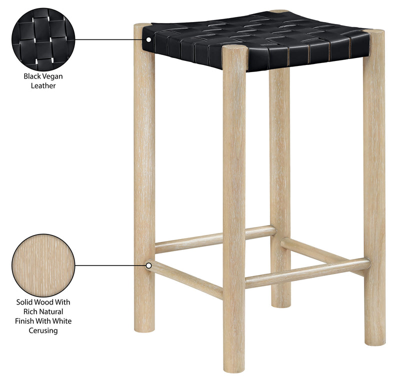 Entwine - Vegan Leather Upholstered Backless Counter Stool - Painted Natural