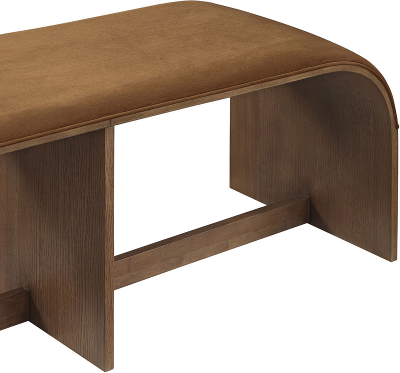 Sable - 52" Velvet Performance Fabric Upholstered Bench - Saddle