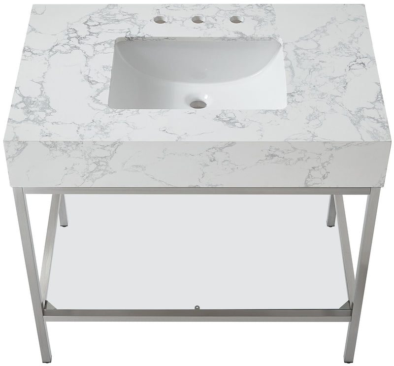 Marmo - Engineered Marble Bathroom Vanity With Chrome Base