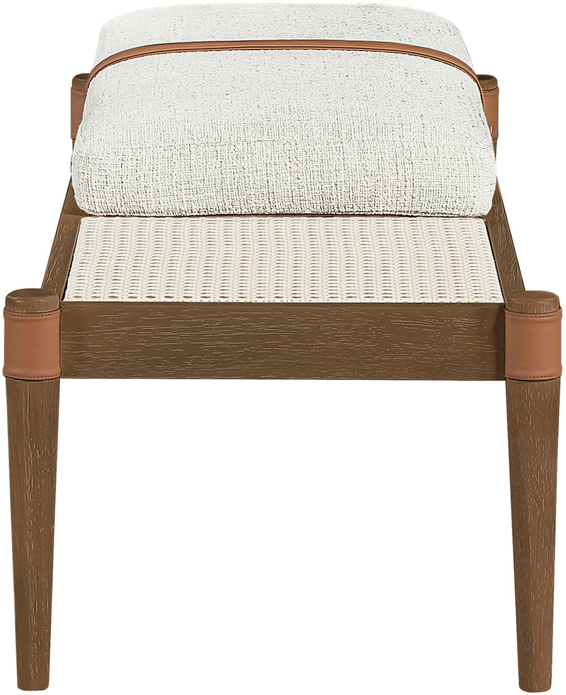 Nara - Linen Textured Fabric Upholstered Bench - Painted Brown Walnut