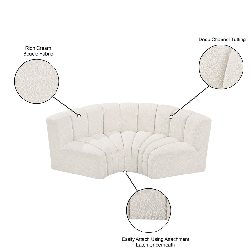 Arc - Boucle Fabric 3 Piece Modular U-Shaped Sofa