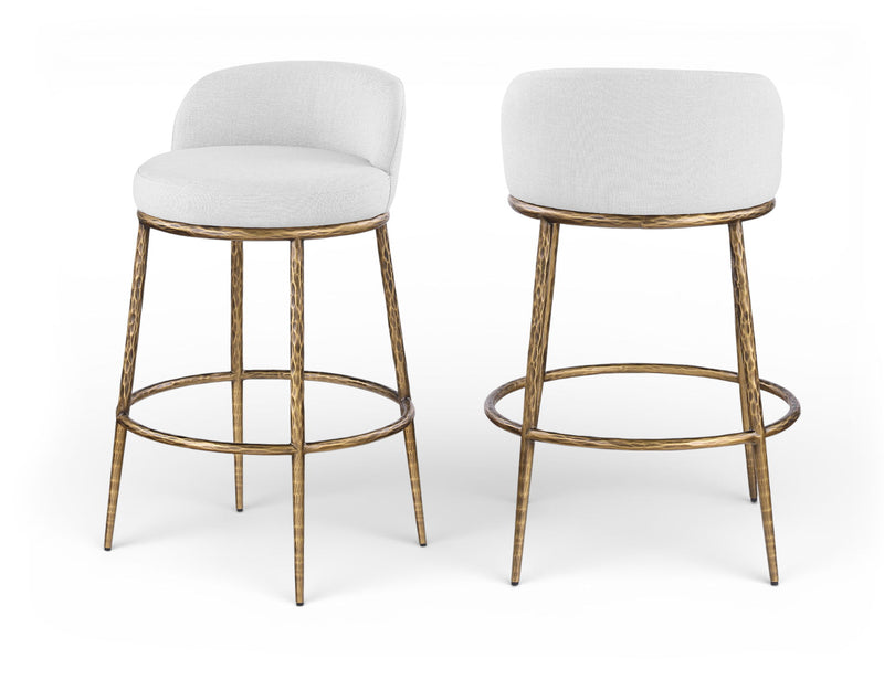 Ferro - Performance Fabric Upholstered Bar Stool - Antique Brass