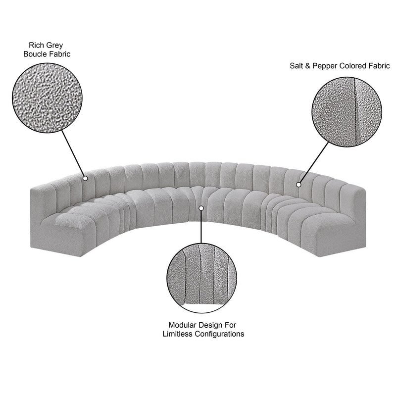 Arc - Boucle Fabric 7 Piece U-Shaped Modular Sofa