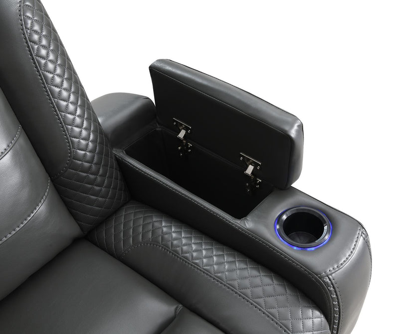 U93 - LED Power Reclining With Power Headrest Chair - Gray