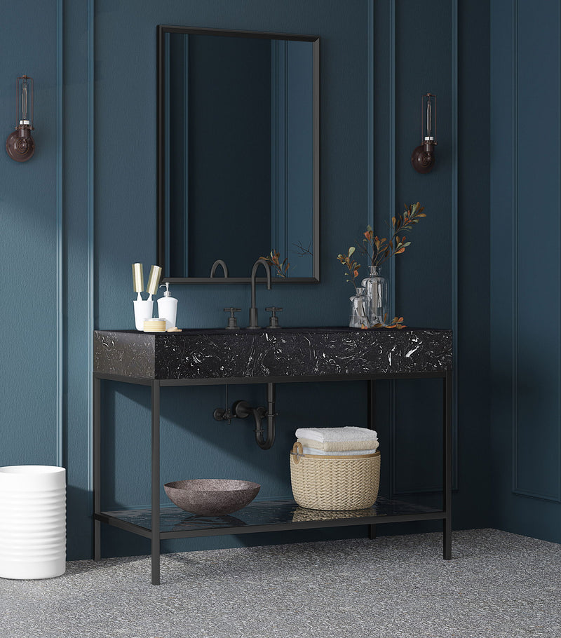 Marmo - Engineered Marble Bathroom Vanity With Black Base