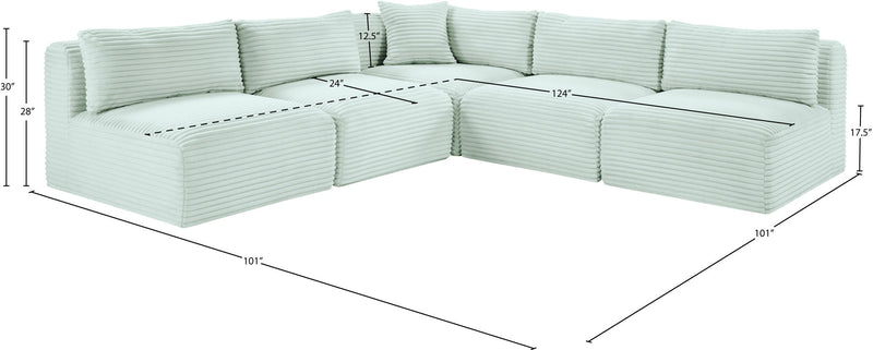 Shaggy - 5 Piece Modular Corner Armless Sectional