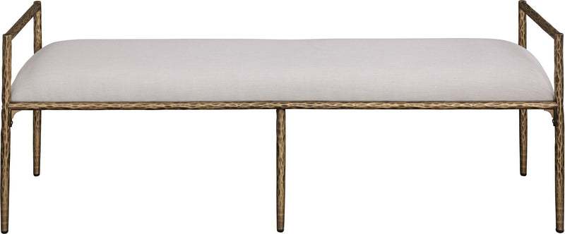 Axis - Linen Textured Beige Fabric Upholstered Bench