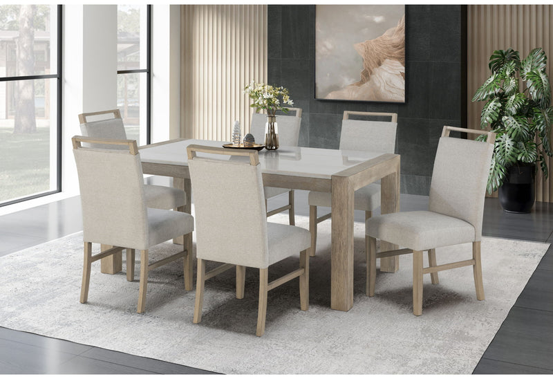 D1321 - 9 Piece Dining Room Set (Dining Table And 8 Dining Chairs) - Light Gray / White
