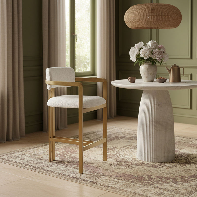 Aurum - Linen Textured Fabric Upholstered Counter Stool