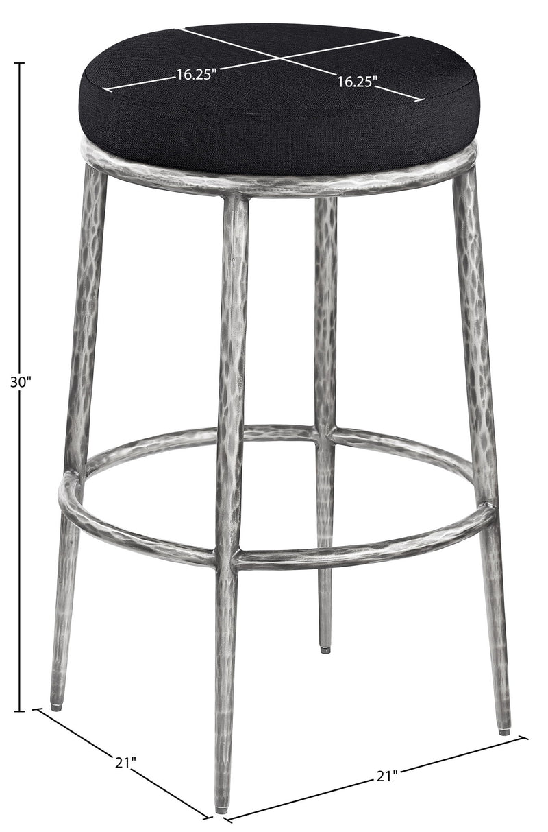 Ferro - Performance Fabric Upholstered Backless Bar Stool - Antique Silver