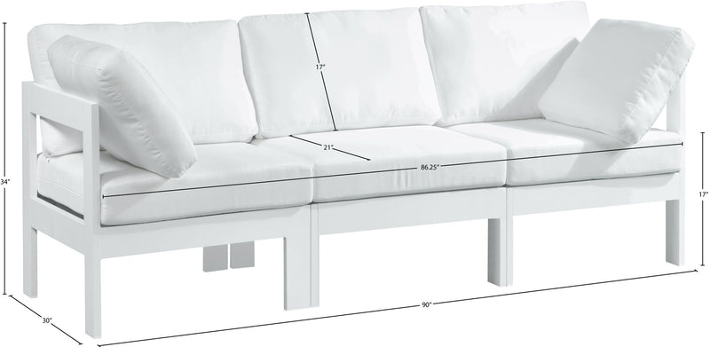 Nizuc - Outdoor Patio 3 Seat Modular Sofa With White Frame