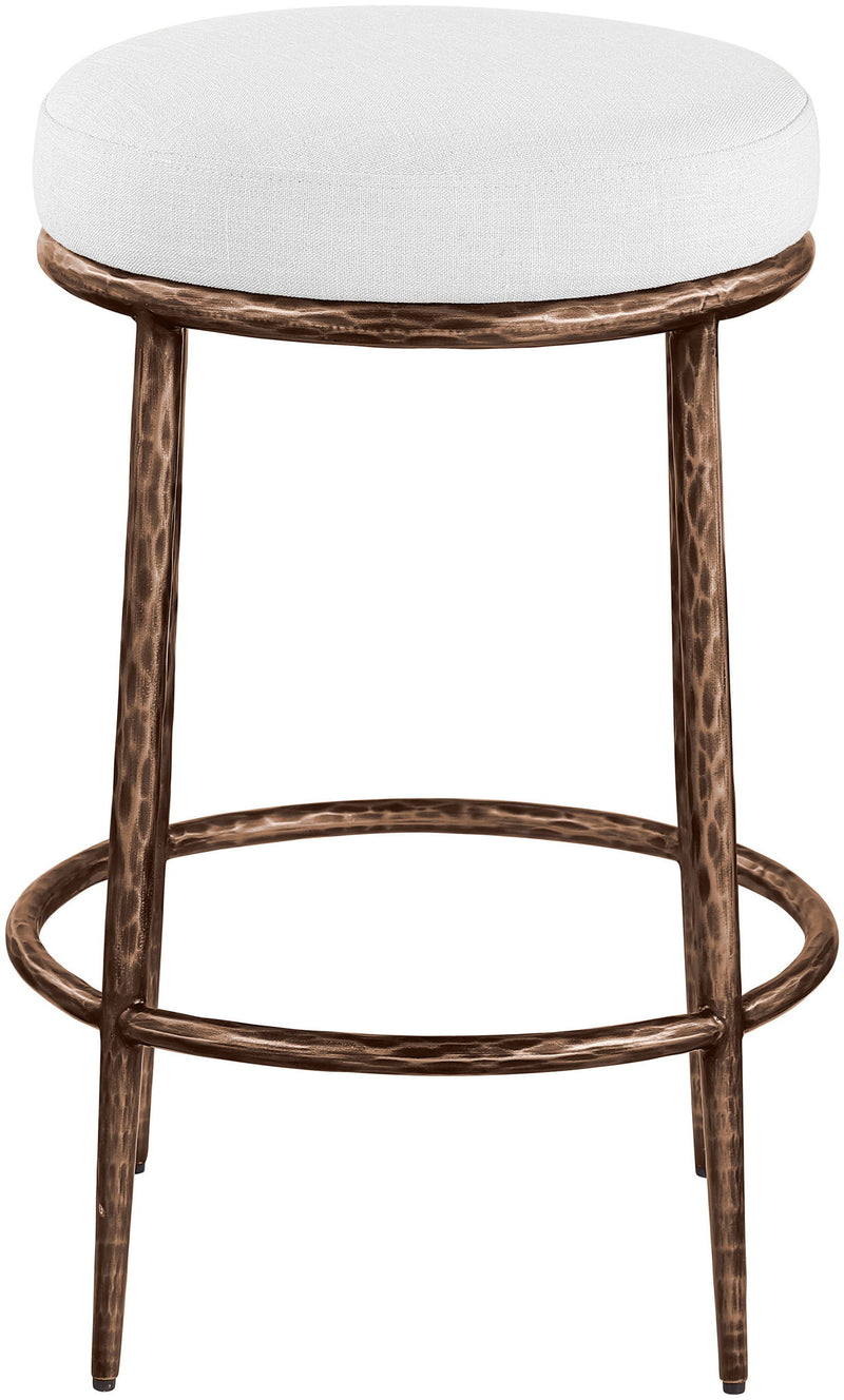 Ferro - Upholstered Backless Counter Stool With Brushed Bronze Base