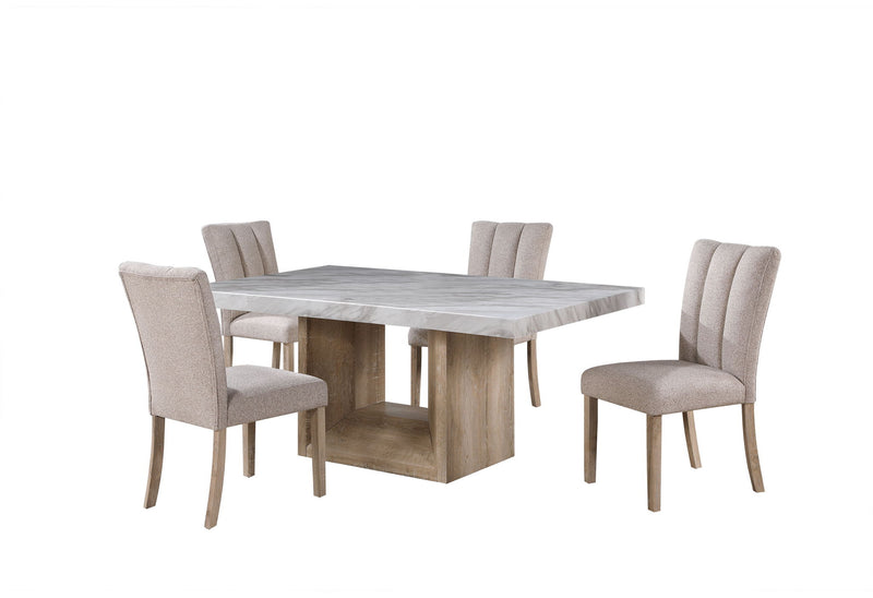 D02 - 7 Piece Dining Room Set (Dining Table And 6 Dining Chairs) - Beige / Natural
