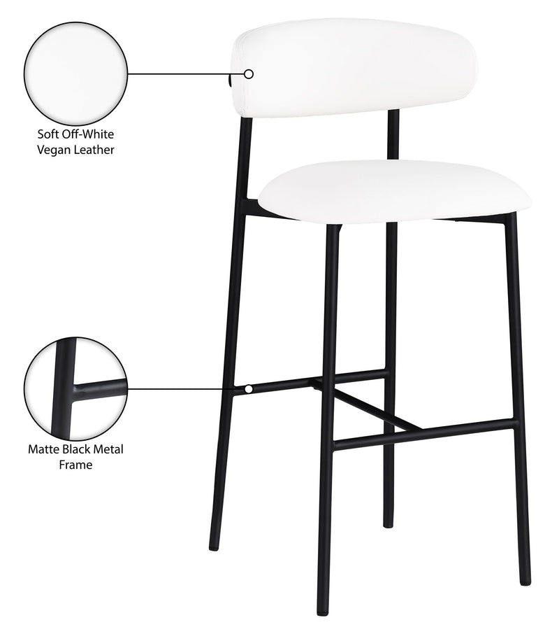 Lupita - Vegan Leather Upholstered Bar Stool With Matte Black Frame (Set of 2)