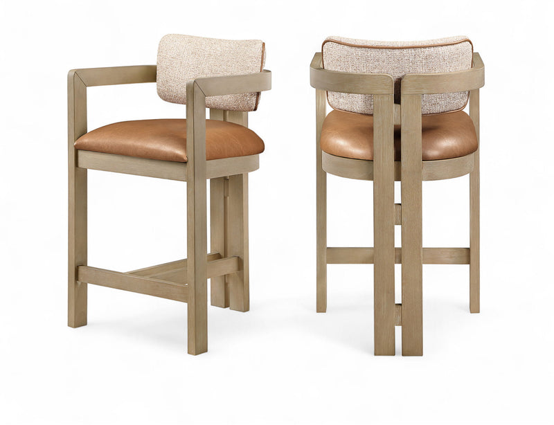 Ravina - Upholstered Counter Stool With Stained Natural Base
