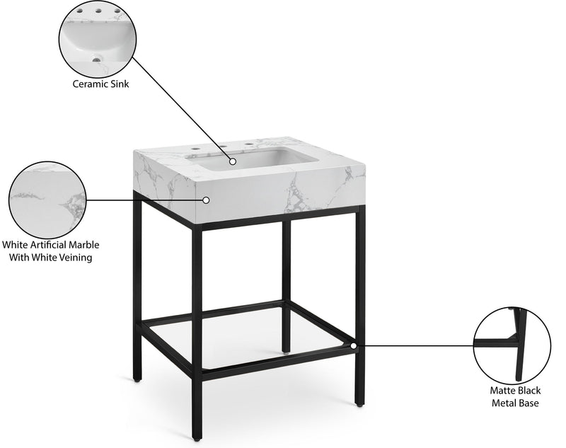 Marmo - Engineered Marble Bathroom Vanity With Black Base