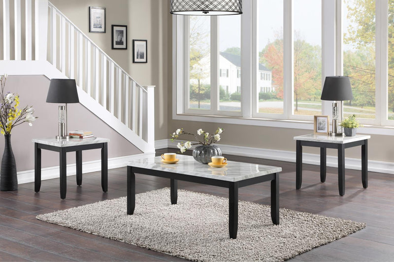 T130 - 3 Piece Table Set - White / Black
