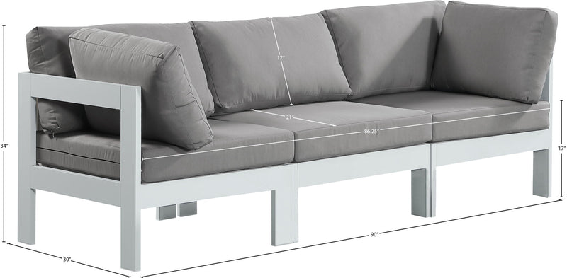 Nizuc - Outdoor Patio 3 Seat Modular Sofa With White Frame