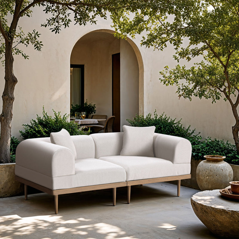 Laguna - 2 Piece Resilient Water Resistant Fabric 71" Upholstered Outdoor Patio Modular Loveseat