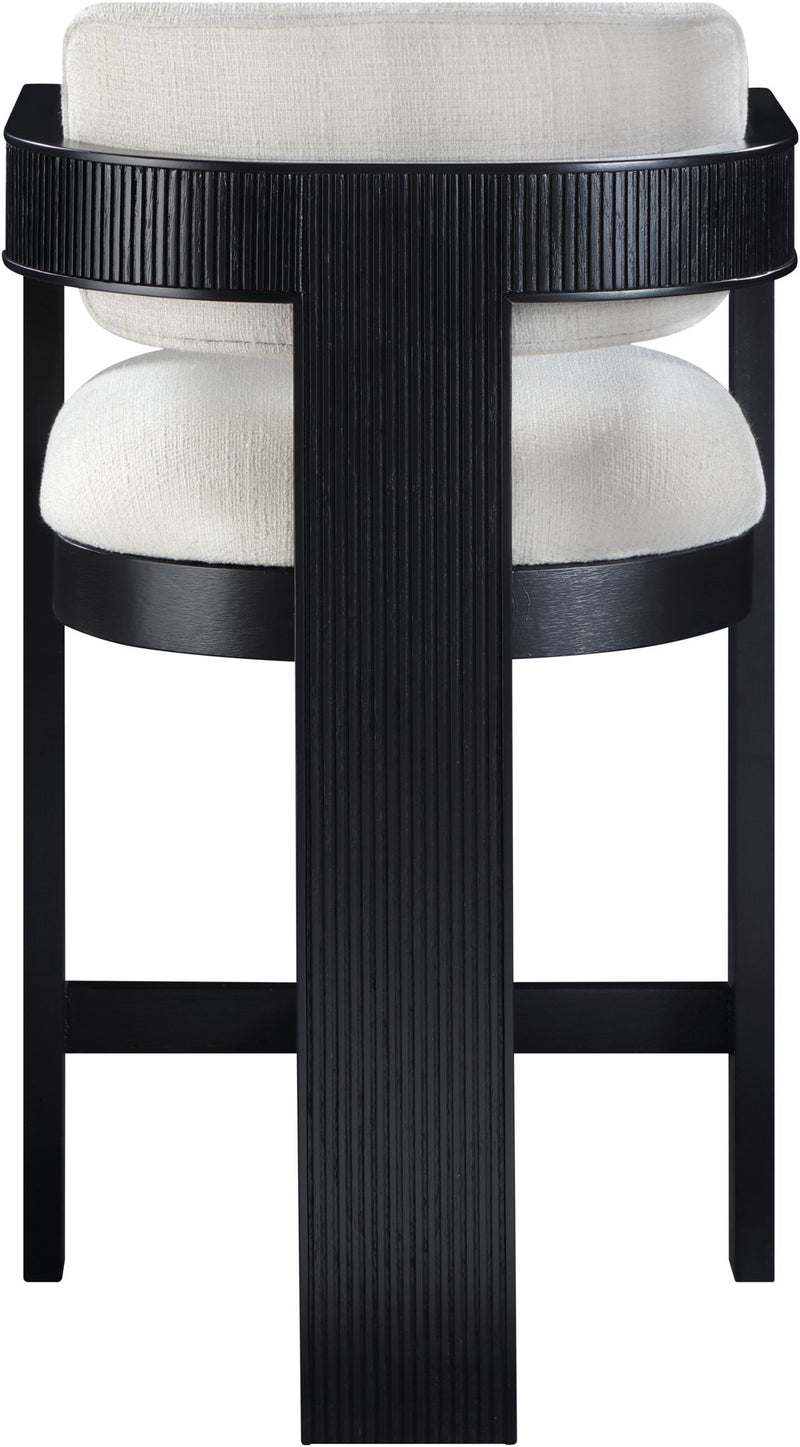 Sacha - Linen Stool With Black Base