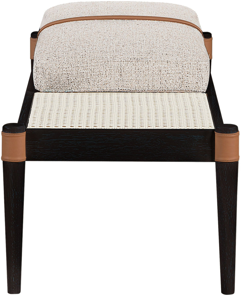 Nara - Linen Textured Fabric Upholstered Bench - Painted Black