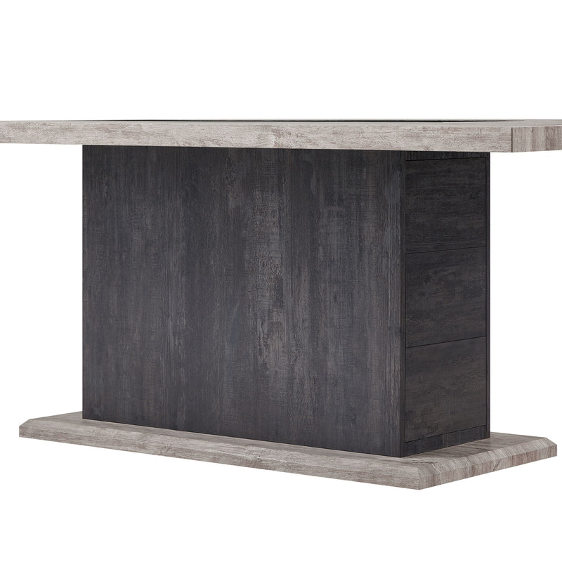 D8030 - Dining Table With 2 Storage Drawers And 1 Storage Door - Black / Brown