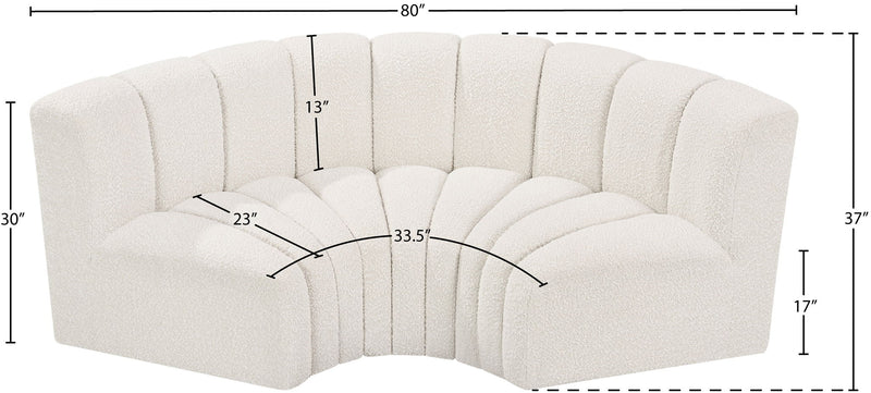 Arc - Boucle Fabric 3 Piece Modular U-Shaped Sofa