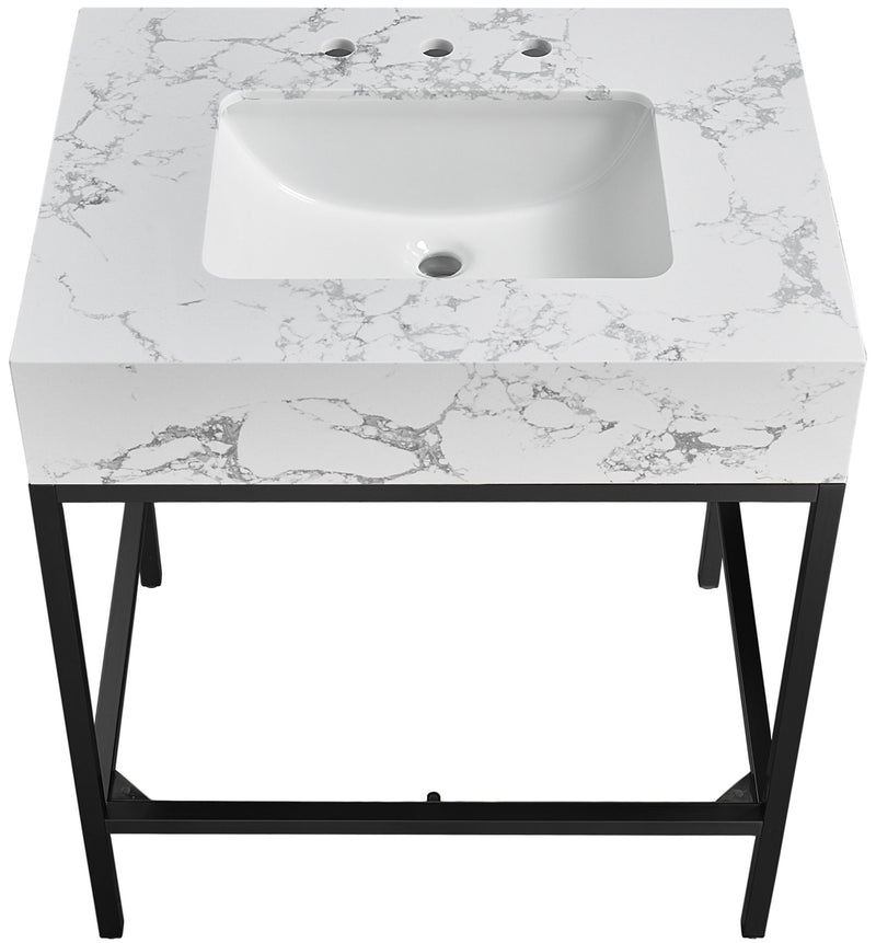 Marmo - Engineered Marble Bathroom Vanity With Black Base