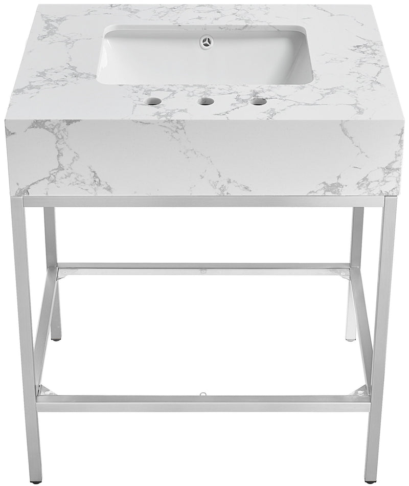 Marmo - Engineered Marble Bathroom Vanity With Chrome Base