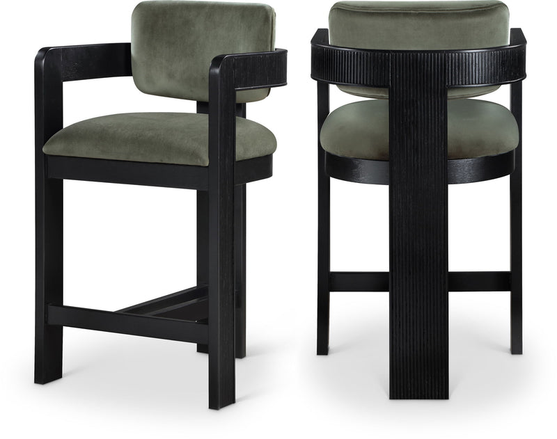 Sacha - Velvet Stool With Black Base