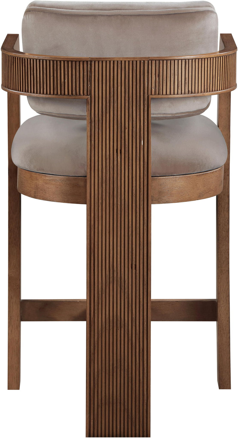 Sacha - Velvet Stool With Brown Base