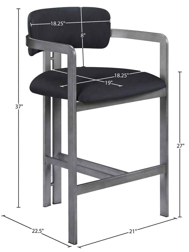 Aurum - Vegan Leather Upholstered Counter Stool With Gray Base