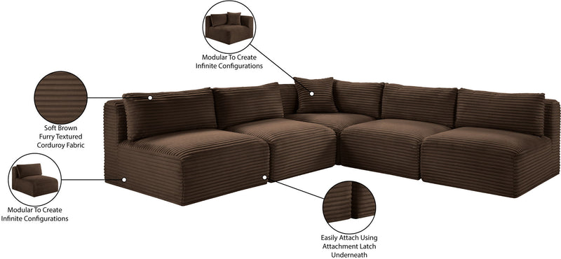 Shaggy - 5 Piece Modular Corner Armless Sectional