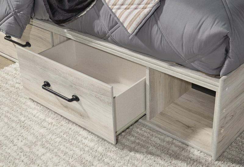Cambeck Twin Panel Bed with 4 Storage Drawers with Mirrored Dresser