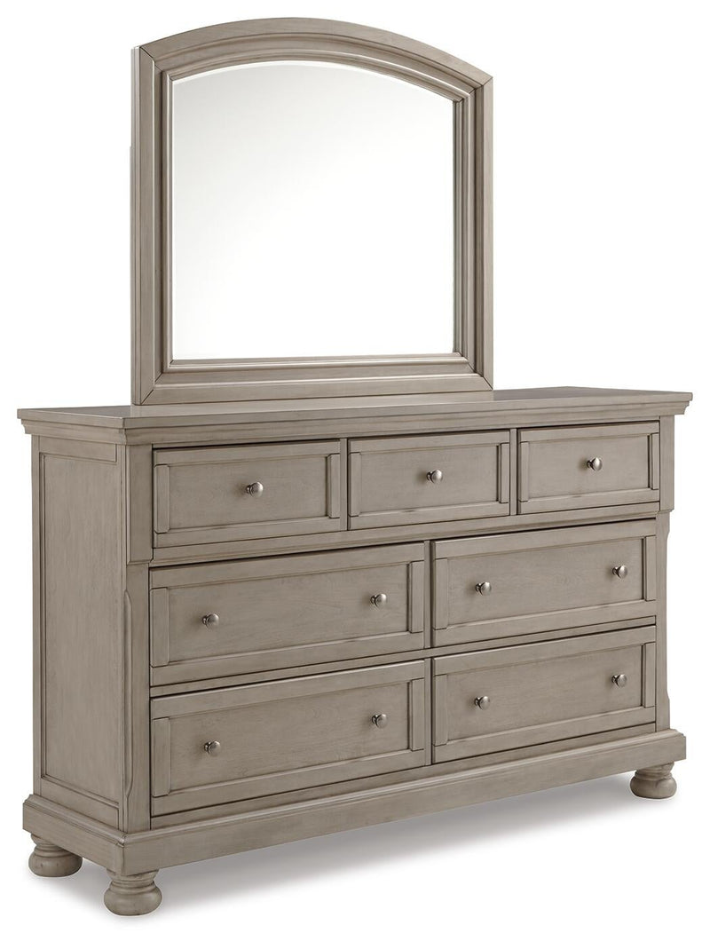 Lettner California King Sleigh Bed with Mirrored Dresser, Chest and Nightstand