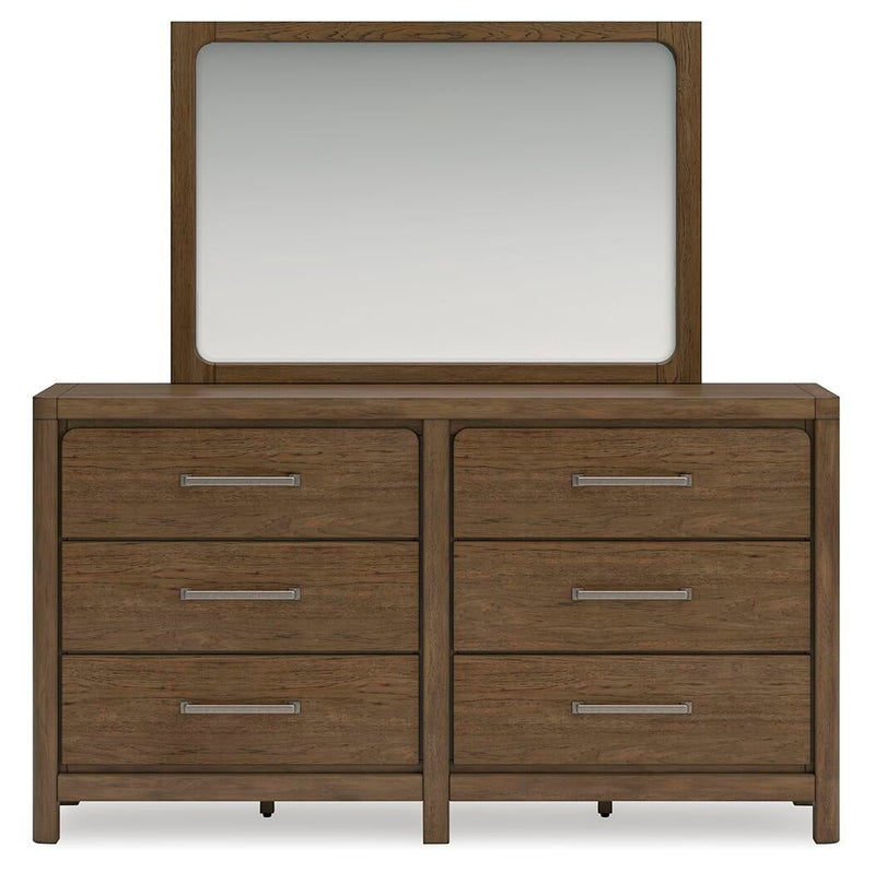 Cabalynn King Panel Bed with Storage with Mirrored Dresser