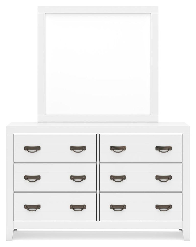 Binterglen California King Panel Bed with Mirrored Dresser and Nightstand
